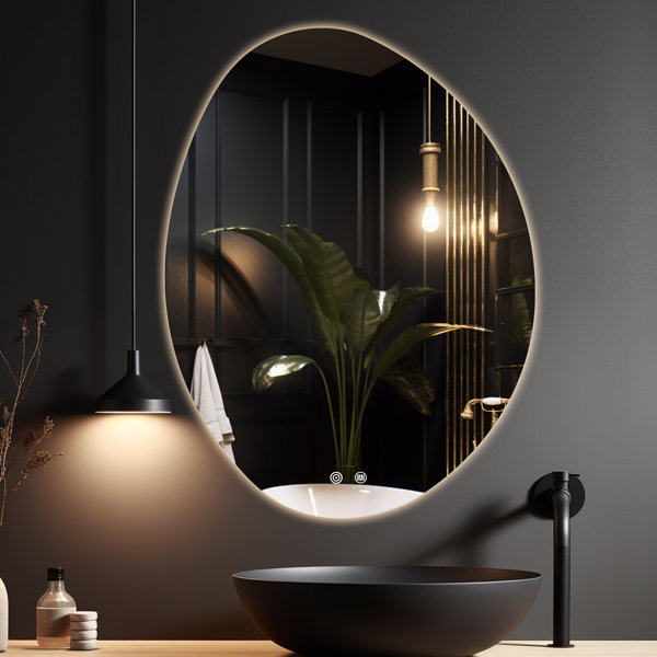 Wrought Studio Dibbrun Frameless Lighted Bathroom Mirror & Reviews ...